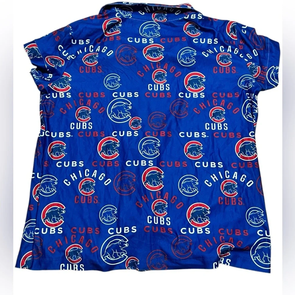 Concepts Sport Chicago Cubs All Over Print Pj Top Button Up Lounge Women's Large